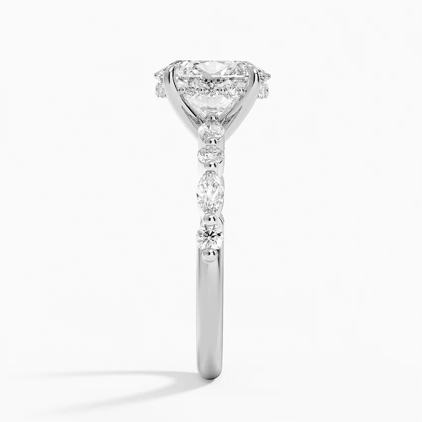 2.50 Karat Oval Kesim Hidden Halo Tasarım Tektaş Laboratuvar Pırlanta Yüzük - Tokyo - Bold Diamonds