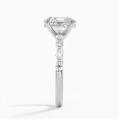 2.50 Karat Oval Kesim Hidden Halo Tasarım Tektaş Laboratuvar Pırlanta Yüzük 18K - Calora