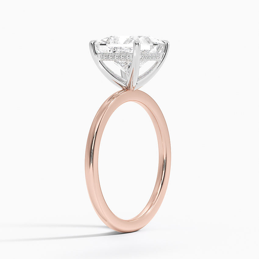 2.10 Karat Prenses Kesim Hidden Halo Tasarım Tektaş Laboratuvar Pırlanta Yüzük 18K  - Elora - Bold Diamonds