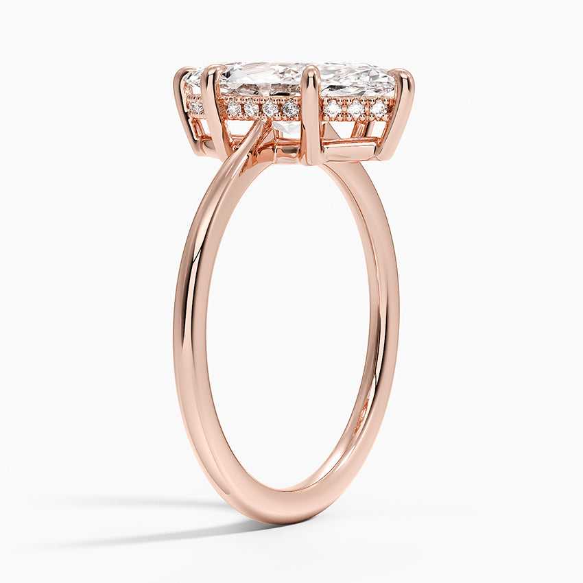 2.10 Marquise Kesim Hidden Halo Tasarım Tektaş Laboratuvar Pırlanta Yüzük - Tilora