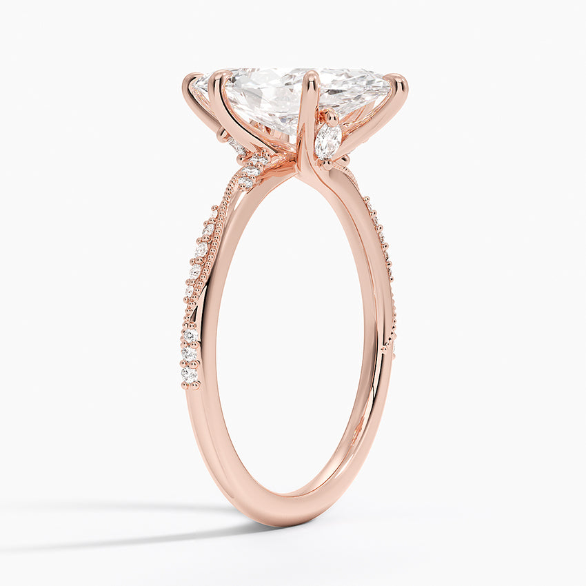 2.25 Karat Marquise Kesim Hidden Halo Tasarım Tektaş Laboratuvar Pırlanta Yüzük 18K  - Melora