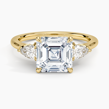2.75 Karat Asscher Kesim Hidden Halo Tasarım Tektaş Laboratuvar Pırlanta Yüzük 18K - Calora