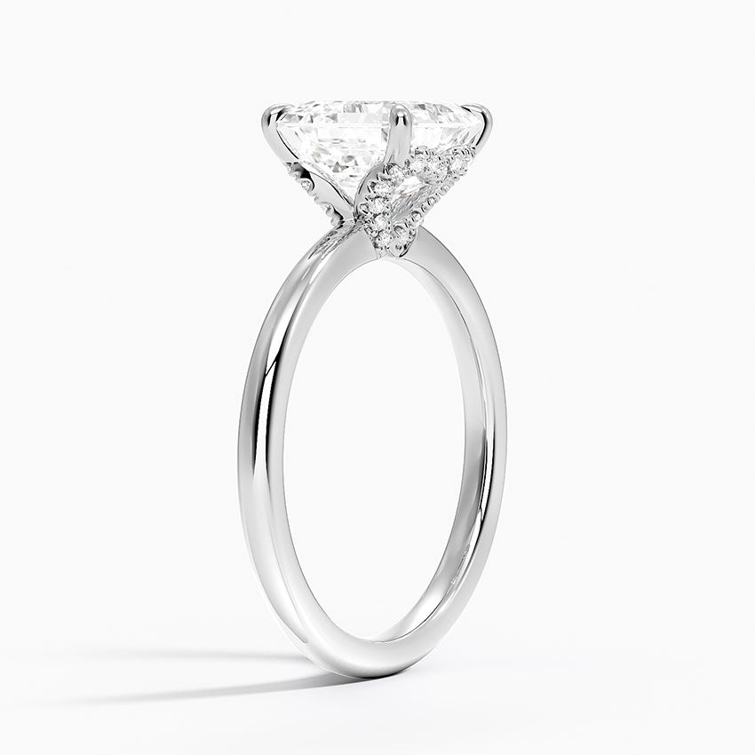 2.15 Asscher Kesim Hidden Halo Tasarım Tektaş Laboratuvar Pırlanta Yüzük - Vilora