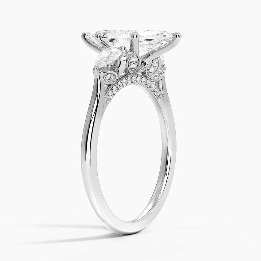 2.75 Karat Marquise Kesim Hidden Halo Tasarım Tektaş Laboratuvar Pırlanta Yüzük - Verona