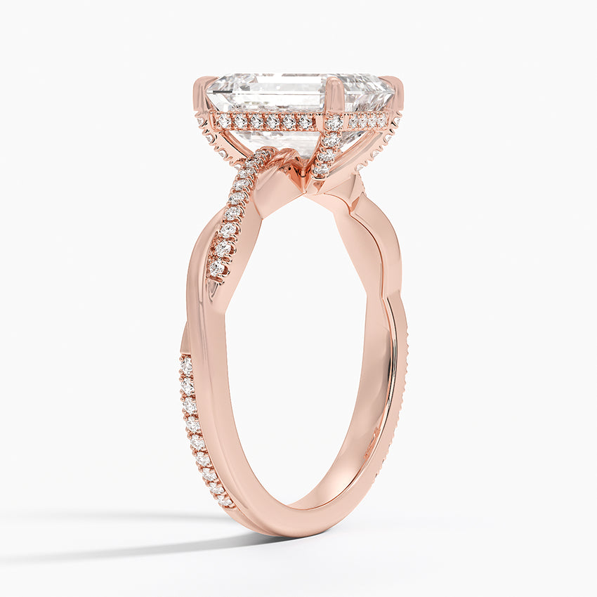 2.25 Karat Emerald Kesim Hidden Halo Tasarım Tektaş Laboratuvar Pırlanta Yüzük  - Riga