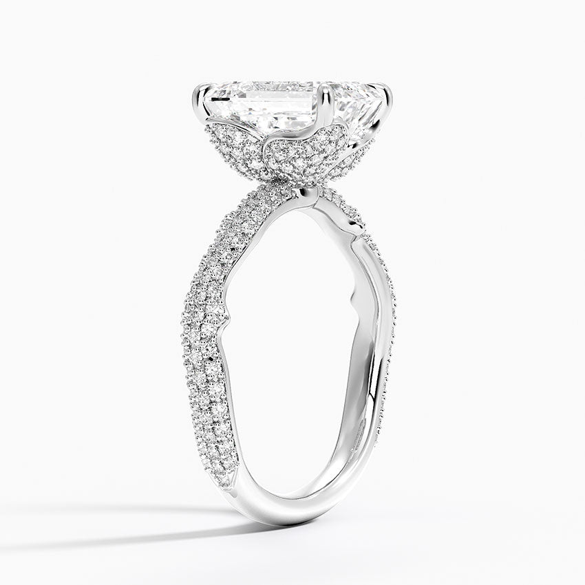 2.75 Karat Emerald Kesim Hidden Halo Tasarım Tektaş Laboratuvar Pırlanta Yüzük - Sorrento
