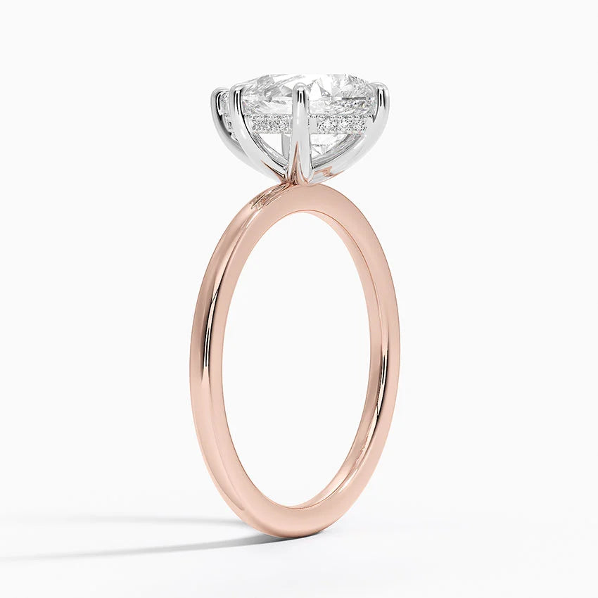 2.10 Karat Damla Kesim Hidden Halo Tasarım Tektaş Laboratuvar Pırlanta Yüzük 18K  - Elora - Bold Diamonds