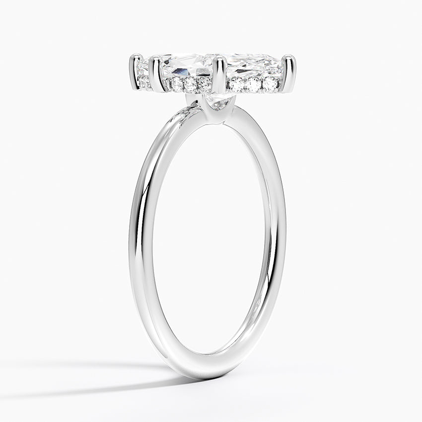 2.10 Marquise Kesim Hidden Halo Tasarım Tektaş Laboratuvar Pırlanta Yüzük - Melara