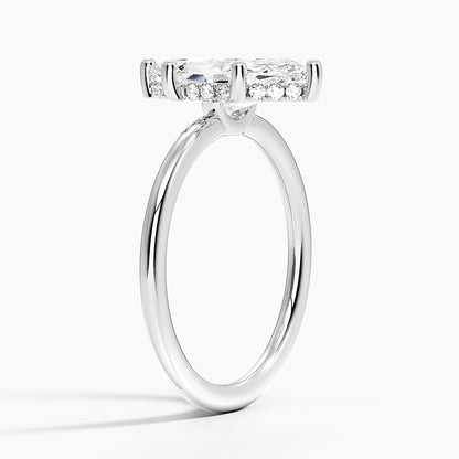 2.10 Marquise Kesim Hidden Halo Tasarım Tektaş Laboratuvar Pırlanta Yüzük - Melara