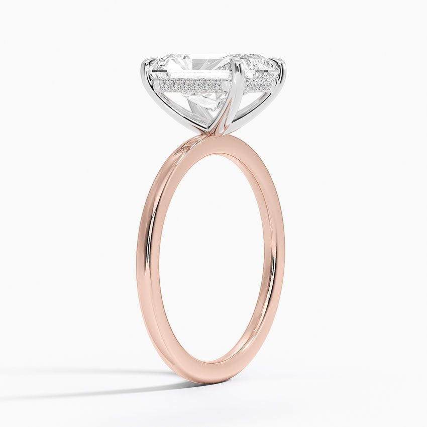 2.10 Karat Radiant Kesim Hidden Halo Tasarım Tektaş Laboratuvar Pırlanta Yüzük 18K  - Elora - Bold Diamonds