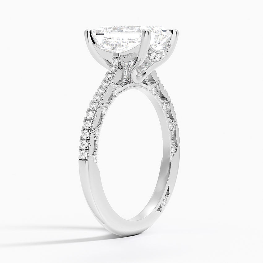 2.50 Karat Emerald Kesim Halo Tasarım Tektaş Laboratuvar Pırlanta Yüzük - Dijon