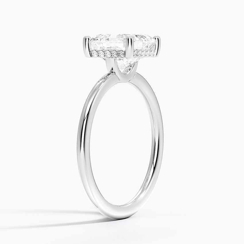 2.10 Karat Asscher Kesim Hidden Halo Tasarım Tektaş Laboratuvar Pırlanta Yüzük - Lucerne