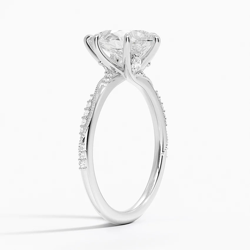 2.25 Karat Damla Kesim Hidden Halo Tasarım Tektaş Laboratuvar Pırlanta Yüzük 18K  - Melora - Bold Diamonds