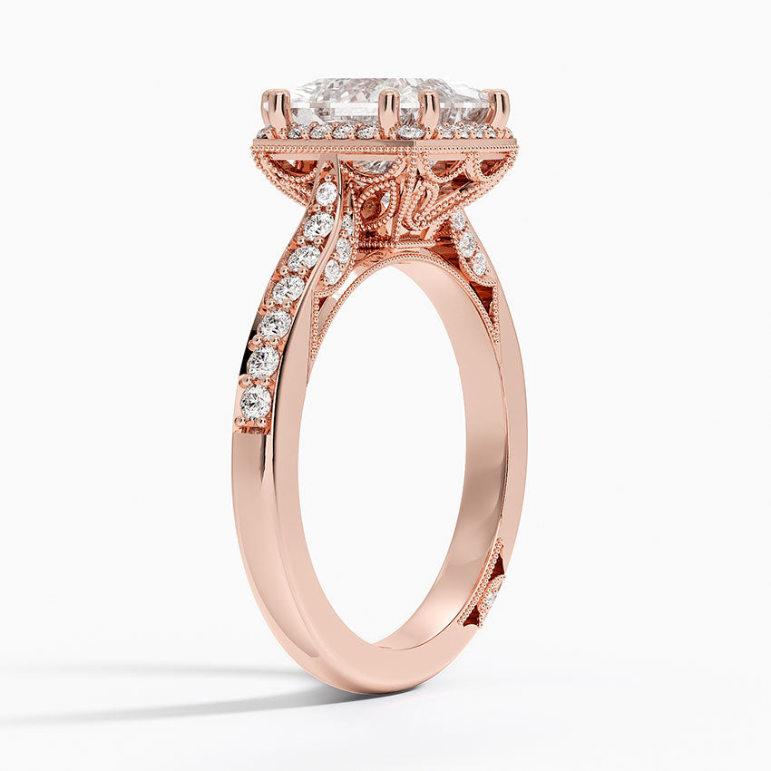 2.50 Prenses Kesim Halo Tasarım Tektaş Laboratuvar Pırlanta Yüzük 18K - Tilara