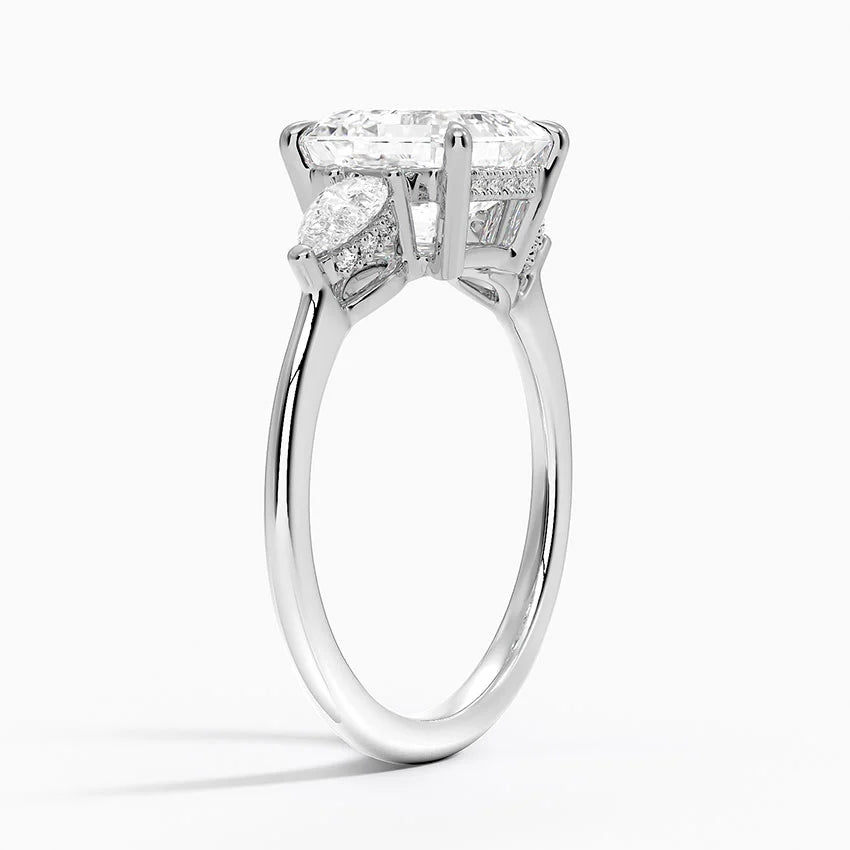 2.50 Asscher Kesim Hidden Halo Tasarım Tektaş Laboratuvar Pırlanta Yüzük - Nilora