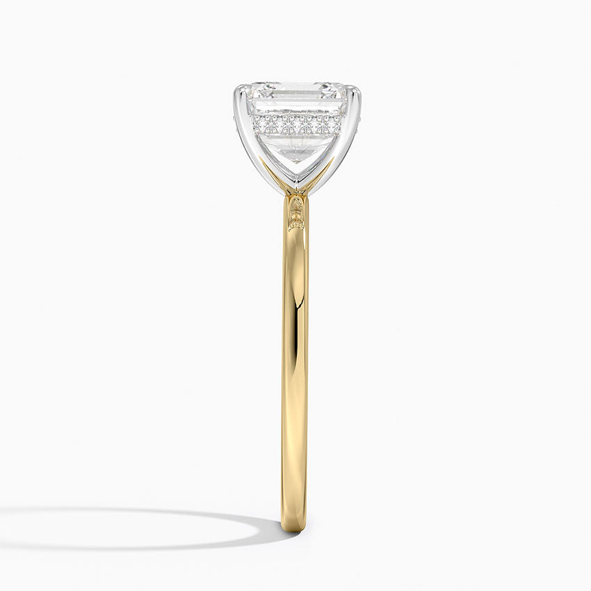 2.10 Karat Asscher Kesim Hidden Halo Tasarım Tektaş Laboratuvar Pırlanta Yüzük 18K  - Elora