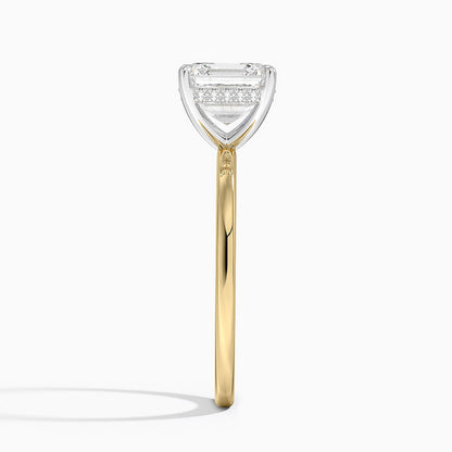 2.10 Karat Asscher Kesim Hidden Halo Tasarım Tektaş Laboratuvar Pırlanta Yüzük 18K  - Elora