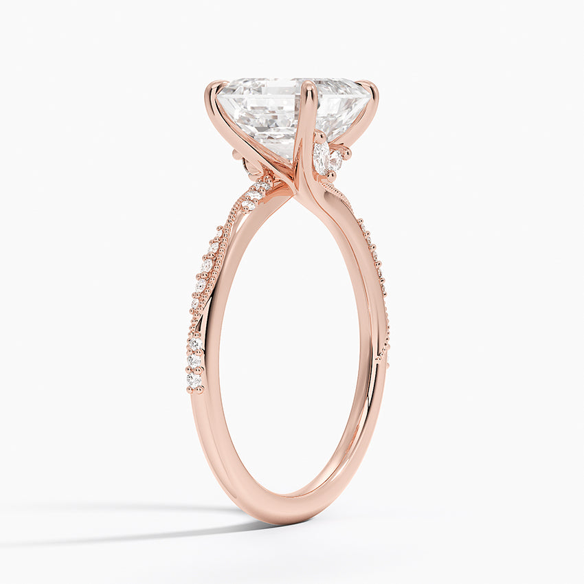 2.25 Karat Asscher Kesim Hidden Halo Tasarım Tektaş Laboratuvar Pırlanta Yüzük 18K  - Melora