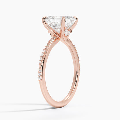 2.25 Karat Asscher Kesim Hidden Halo Tasarım Tektaş Laboratuvar Pırlanta Yüzük 18K  - Melora