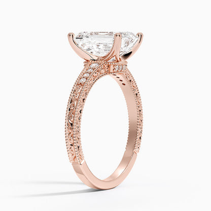 2.15 Emerald Kesim Hidden Halo Tasarım Tektaş Laboratuvar Pırlanta Yüzük - Silora