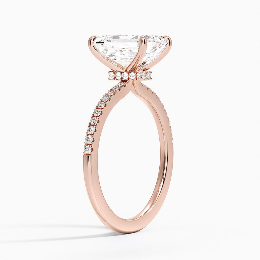 2.25 Karat Emerald Kesim Hidden Halo Tasarım Tektaş Laboratuvar Pırlanta Yüzük - Filora - Bold Diamonds