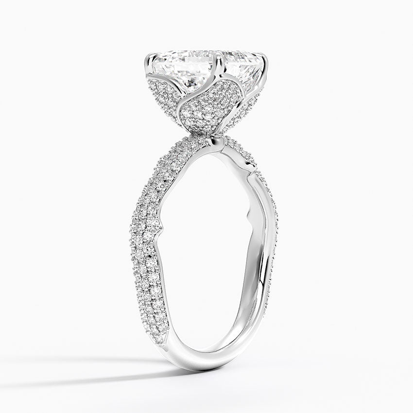 2.75 Karat Asscher Kesim Hidden Halo Tasarım Tektaş Laboratuvar Pırlanta Yüzük - Sorrento