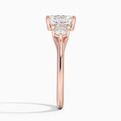 2.50 Asscher Kesim Hidden Halo Tasarım Tektaş Laboratuvar Pırlanta Yüzük 18K - Milora
