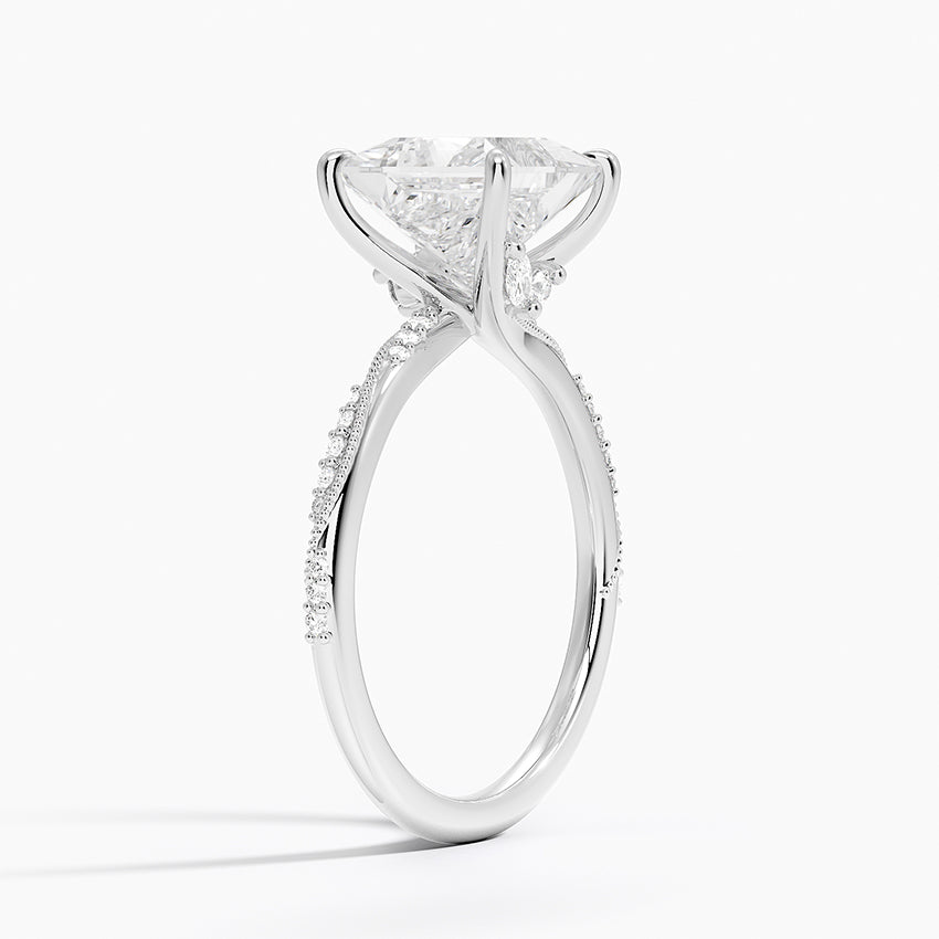 2.25 Karat Prenses Kesim Hidden Halo Tasarım Tektaş Laboratuvar Pırlanta Yüzük 18K  - Melora