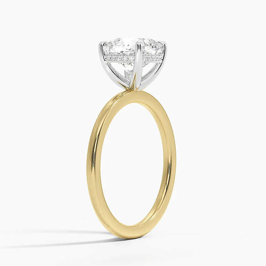 2.10 Karat Cushion Kesim Hidden Halo Tasarım Tektaş Laboratuvar Pırlanta Yüzük 18K  - Elora - Bold Diamonds