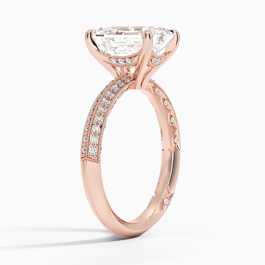 2.50 Karat Emerald Kesim Hidden Halo Tasarım Tektaş Laboratuvar Pırlanta Yüzük - Geneva