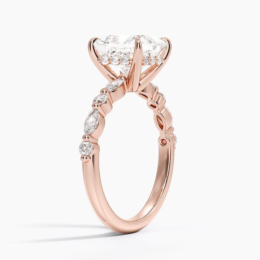 2.50 Karat Prenses Kesim Hidden Halo Tasarım Tektaş Laboratuvar Pırlanta Yüzük - Tokyo - Bold Diamonds