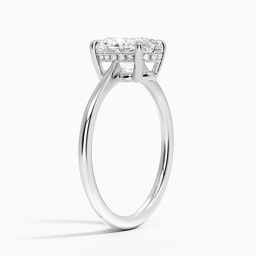 2.10 Karat Oval Kesim Hidden Halo Tasarım Tektaş Laboratuvar Pırlanta Yüzük - Monaco