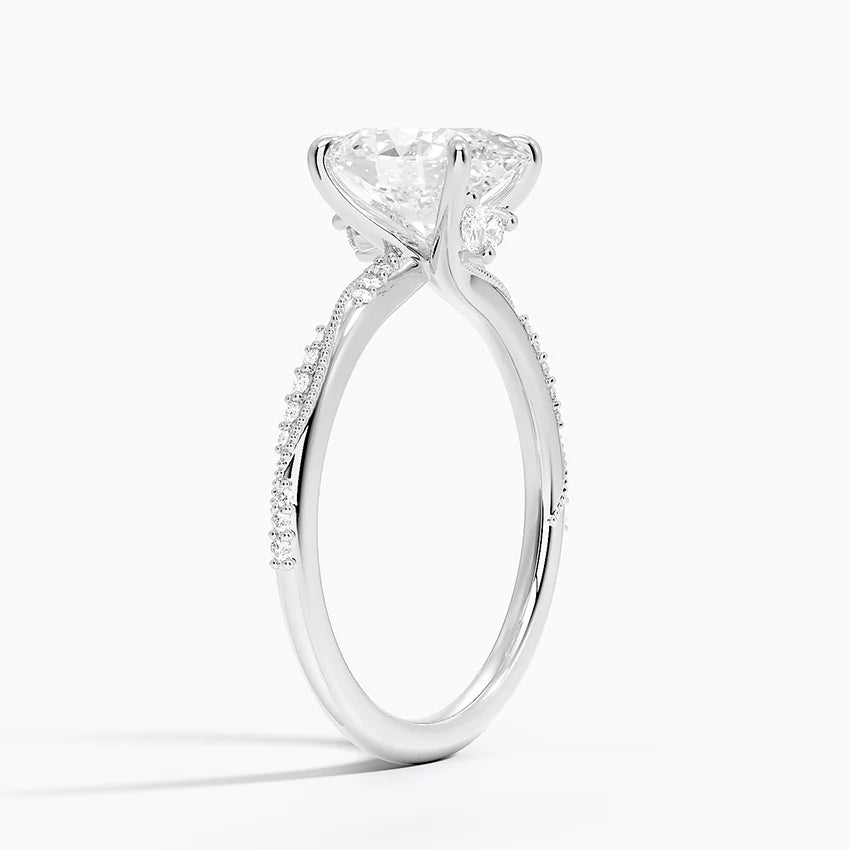 2.25 Karat Oval Kesim Hidden Halo Tasarım Tektaş Laboratuvar Pırlanta Yüzük 18K  - Melora - Bold Diamonds