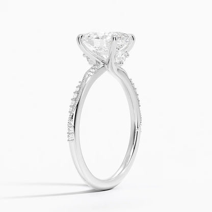2.25 Karat Oval Kesim Hidden Halo Tasarım Tektaş Laboratuvar Pırlanta Yüzük 18K  - Melora