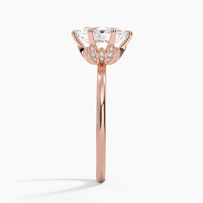 Altı Tırnak 2.15 Oval Kesim Hidden Halo Tasarım Tektaş Laboratuvar Pırlanta Yüzük 18K - Delora
