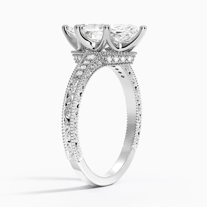 2.15 Marquise Kesim Hidden Halo Tasarım Tektaş Laboratuvar Pırlanta Yüzük - Silora