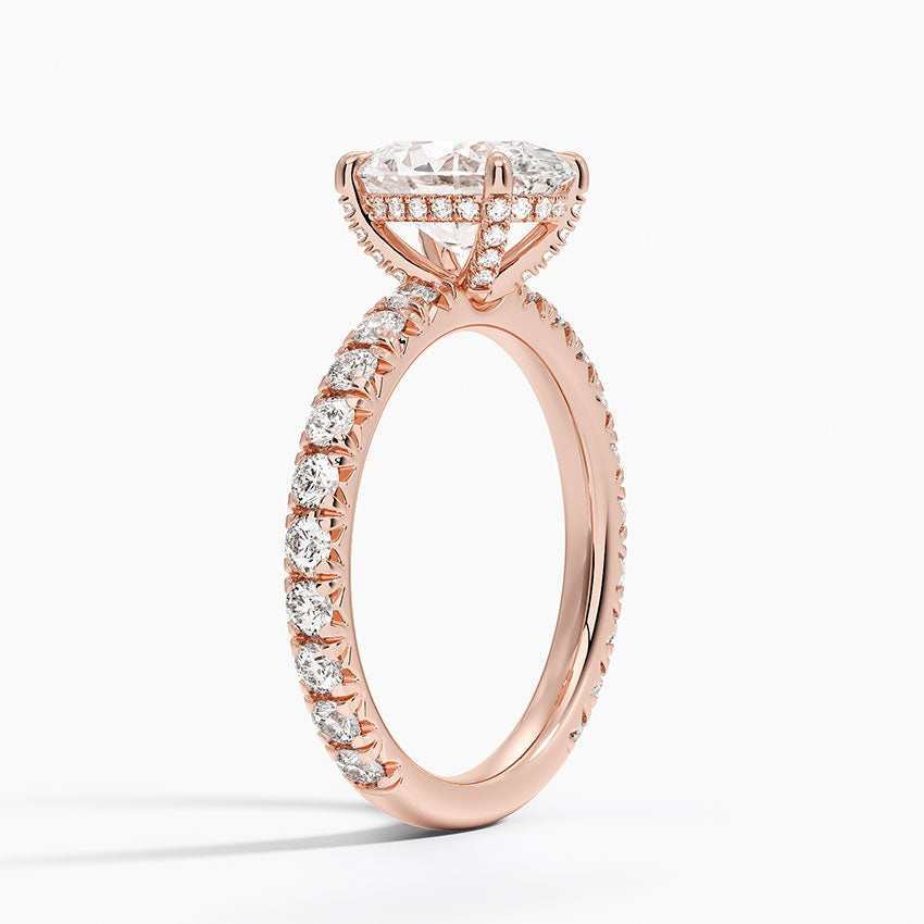 2.75 Karat Oval Kesim Hidden Halo Tasarım Tektaş Laboratuvar Pırlanta Yüzük 18K  - Selora - Bold Diamonds
