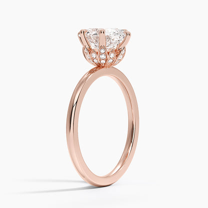 Altı Tırnak 2.15 Oval Kesim Hidden Halo Tasarım Tektaş Laboratuvar Pırlanta Yüzük 18K - Delora