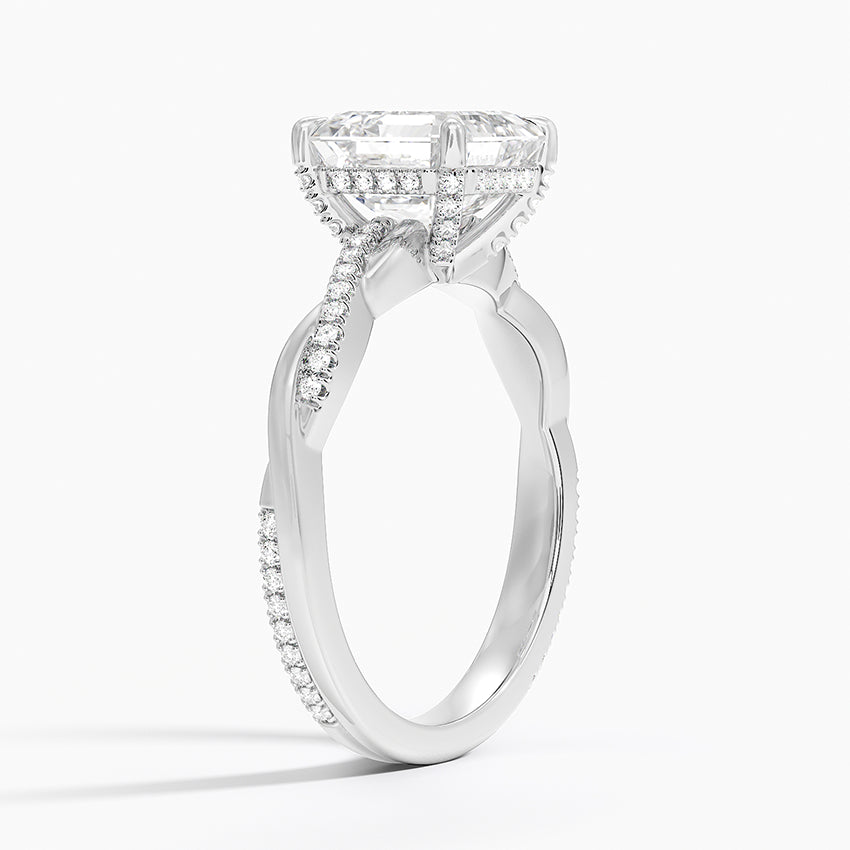2.25 Karat Asscher Kesim Hidden Halo Tasarım Tektaş Laboratuvar Pırlanta Yüzük  - Riga