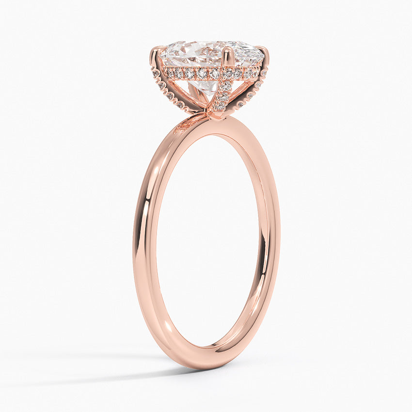 2.15 Karat Oval Kesim Hidden Halo Tasarım Tektaş Laboratuvar Pırlanta Yüzük - Gilora - Bold Diamonds