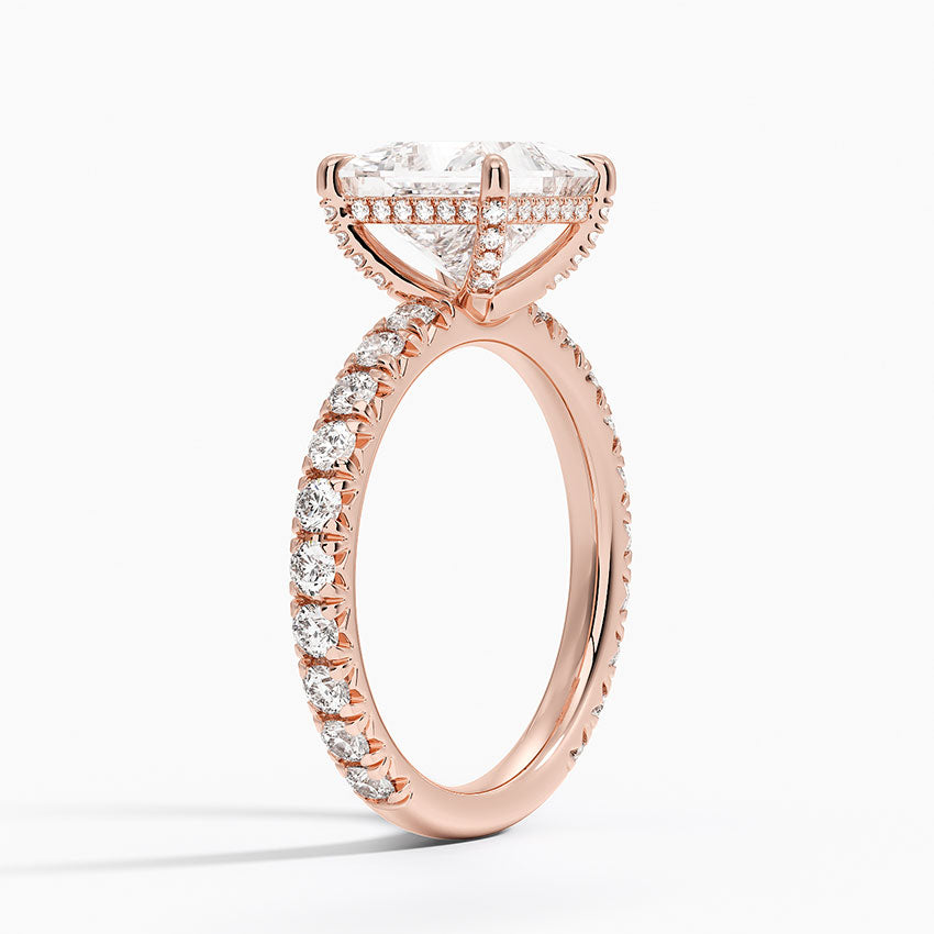2.75 Karat Prenses Kesim Hidden Halo Tasarım Tektaş Laboratuvar Pırlanta Yüzük 18K  - Selora - Bold Diamonds