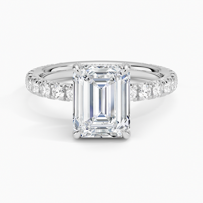 2.75 Karat Emerald Kesim Hidden Halo Tasarım Tektaş Laboratuvar Pırlanta Yüzük 18K  - Selora
