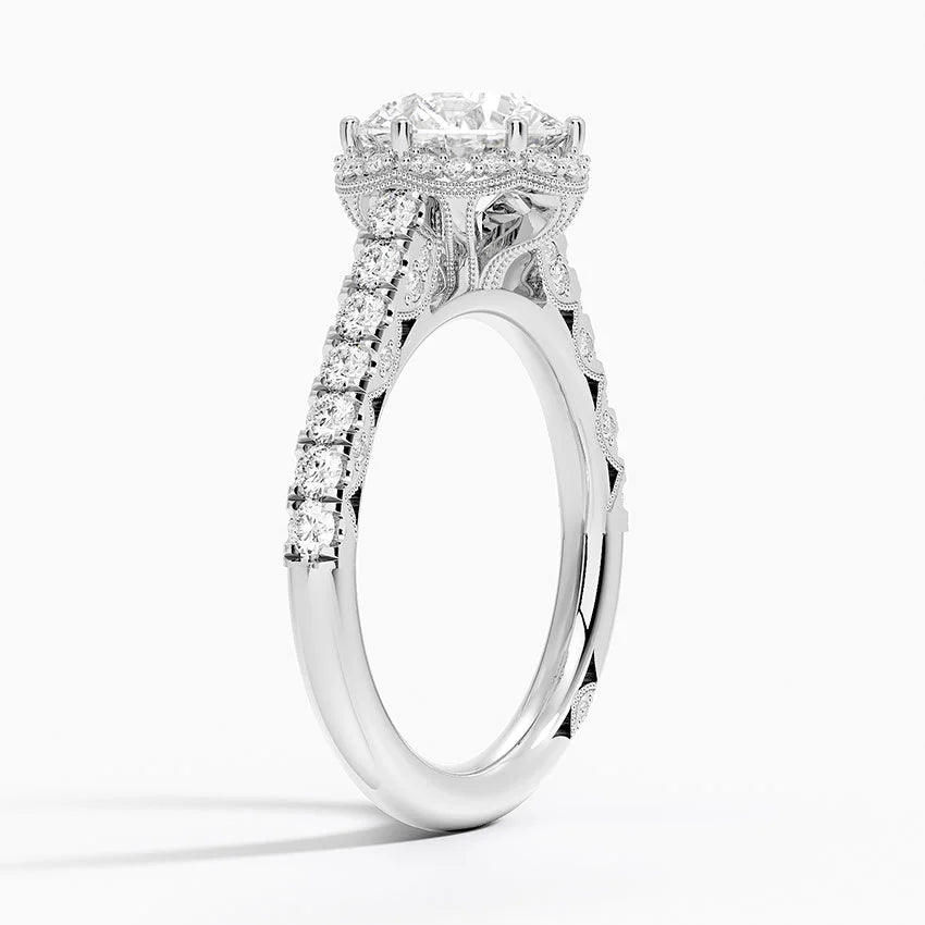 2.50 Hidden Halo Tasarım Tektaş Laboratuvar Pırlanta Yüzük 18K - Gilara