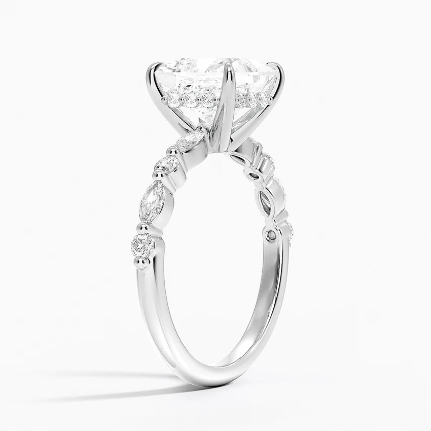 2.50 Karat Prenses Kesim Hidden Halo Tasarım Tektaş Laboratuvar Pırlanta Yüzük - Tokyo - Bold Diamonds