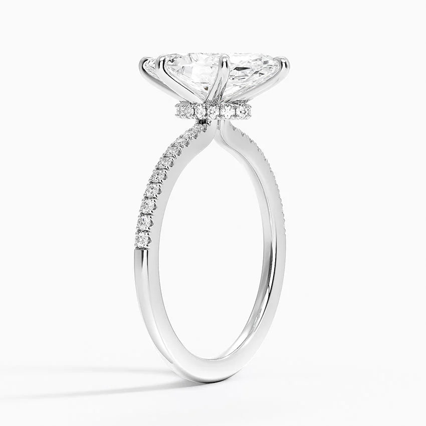 2.25 Karat Marquise Kesim Hidden Halo Tasarım Tektaş Laboratuvar Pırlanta Yüzük - Filora - Bold Diamonds