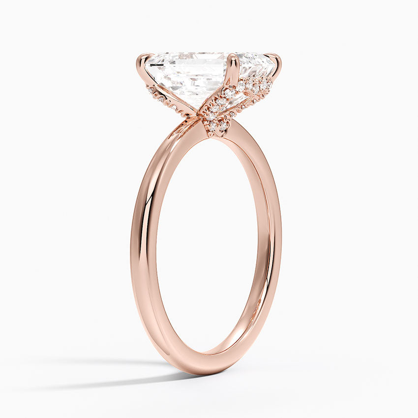 2.15 Karat Emerald Kesim Hidden Halo Tasarım Tektaş Laboratuvar Pırlanta Yüzük - Lyon