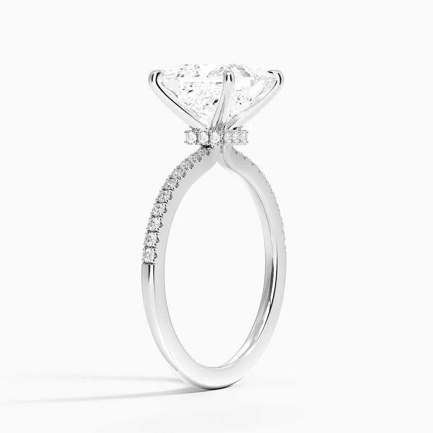 2.25 Karat Prenses Kesim Hidden Halo Tasarım Tektaş Laboratuvar Pırlanta Yüzük - Filora - Bold Diamonds