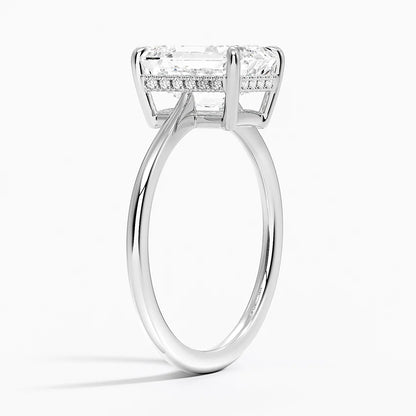 2.10 Emerald Kesim Hidden Halo Tasarım Tektaş Laboratuvar Pırlanta Yüzük - Tilora