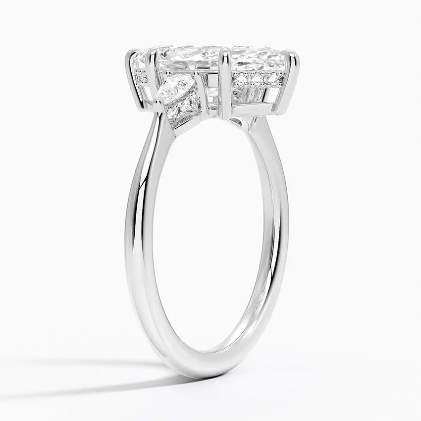 2.50 Karat Marquise Kesim Hidden Halo Tasarım Tektaş Laboratuvar Pırlanta Yüzük - Madrid