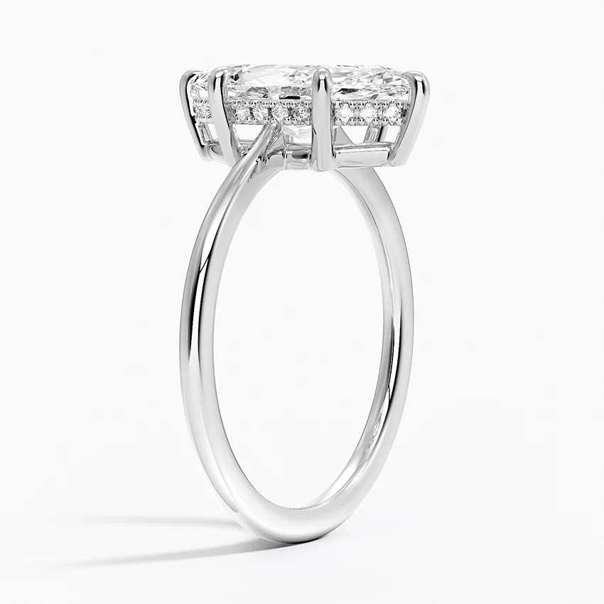 2.10 Marquise Kesim Hidden Halo Tasarım Tektaş Laboratuvar Pırlanta Yüzük - Tilora